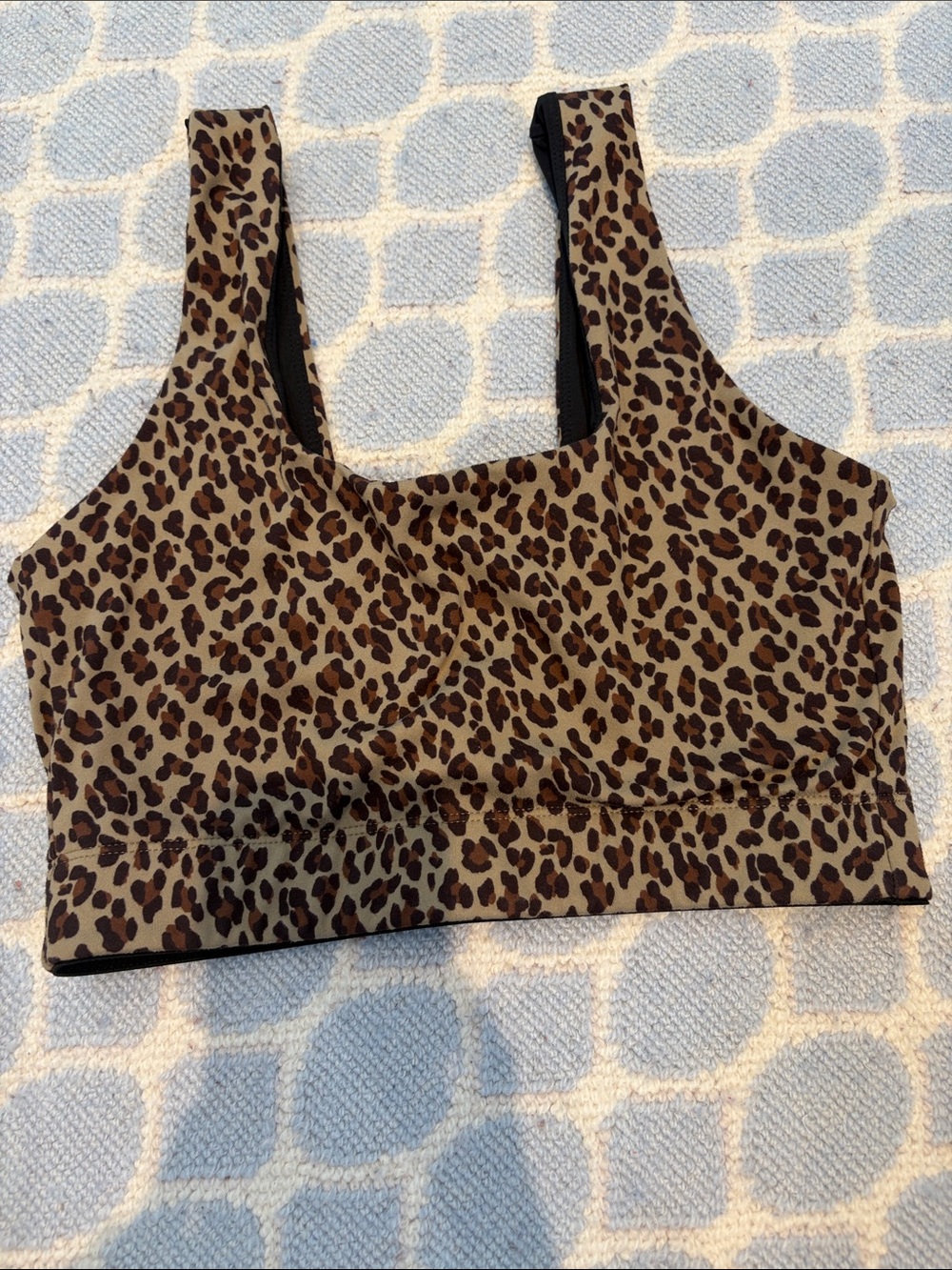 Varley Leopard Print Sports Bra in Tan and Brown